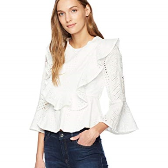BCBGMaxAzria Tops - BCBGMAXAZRIA Kailey Cotton Eyelet Ruffle Top